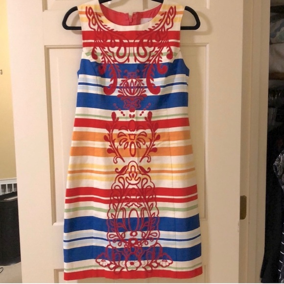 TABITHA ANTHROPOLOGIE TOTEM RAINBOW EMBROIDERED SHIFT DRESS sz 2 - Picture 3 of 6